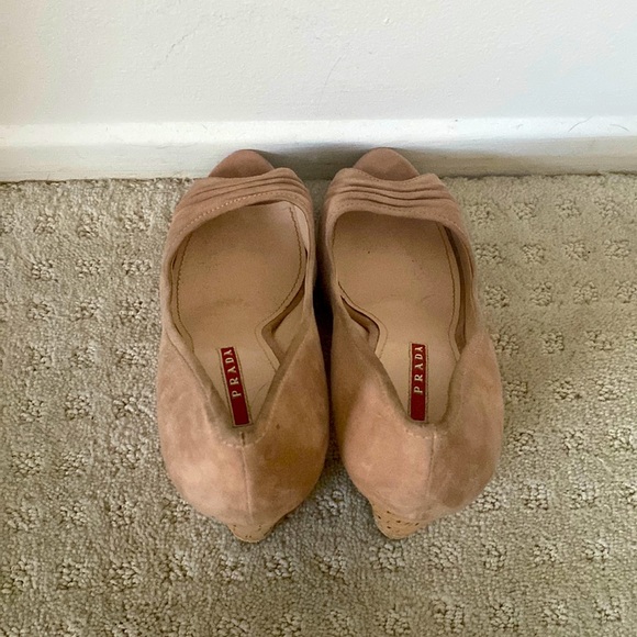 Prada Suede Peep Toe Wedges - Picture 7 of 9